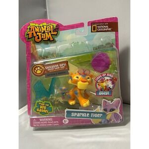 Animal Jam Sparkle Tiger Figure National Geographic Light-Up Ring Jazwares New